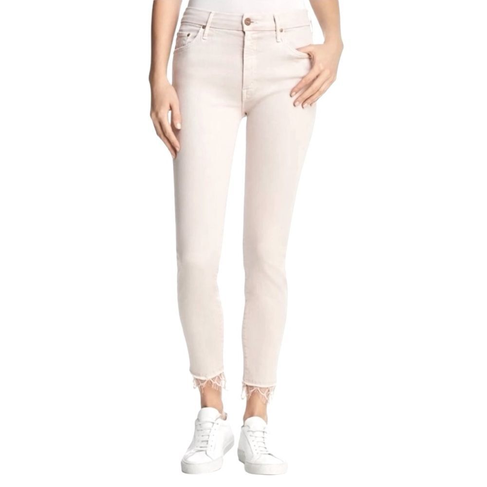MOTHER White High Wasted Looker Dagger Ankle Fray jeans Size 25